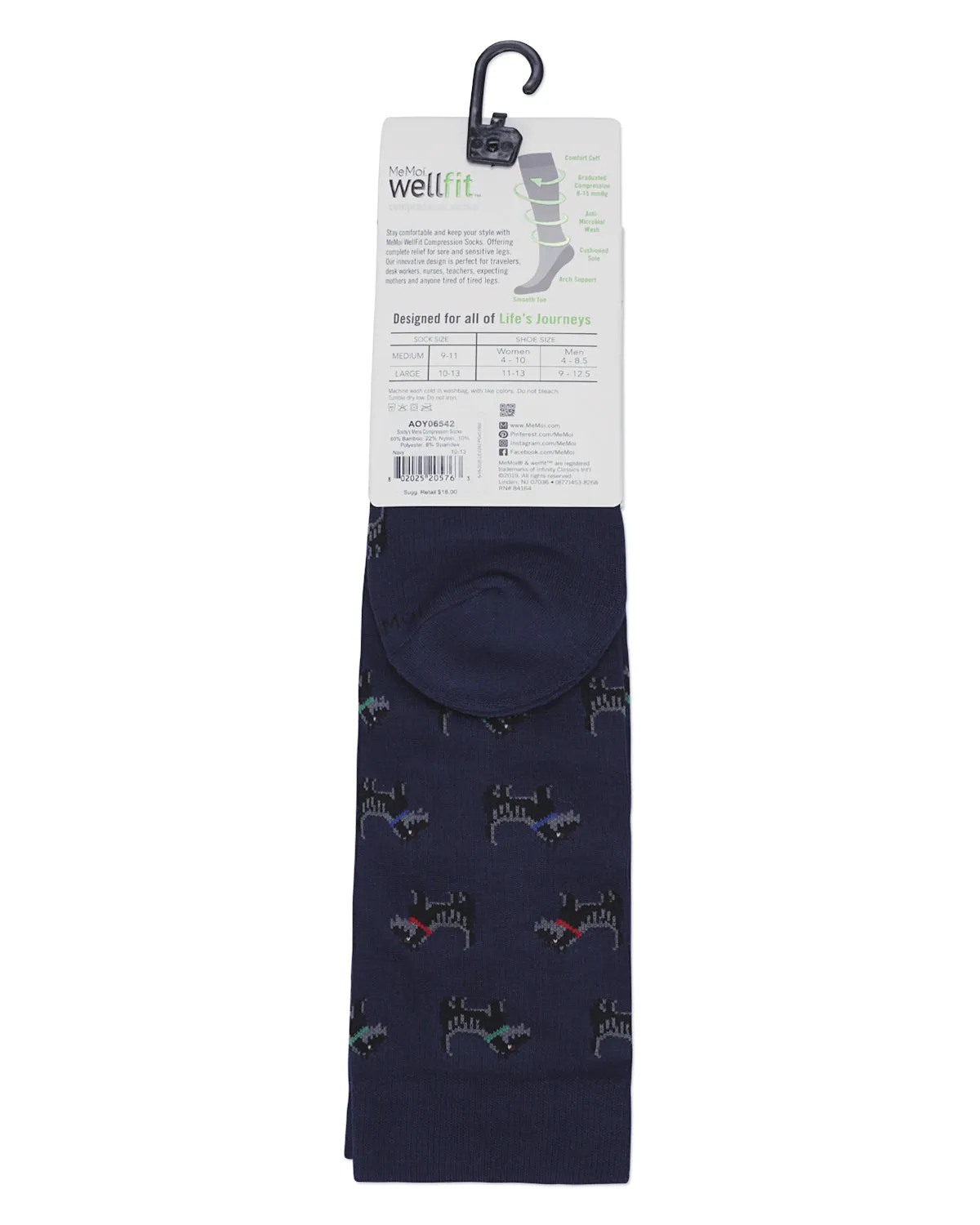 Men's Scottie Dogs Bamboo Blend 8-15mmHg Graduated Compression Socks