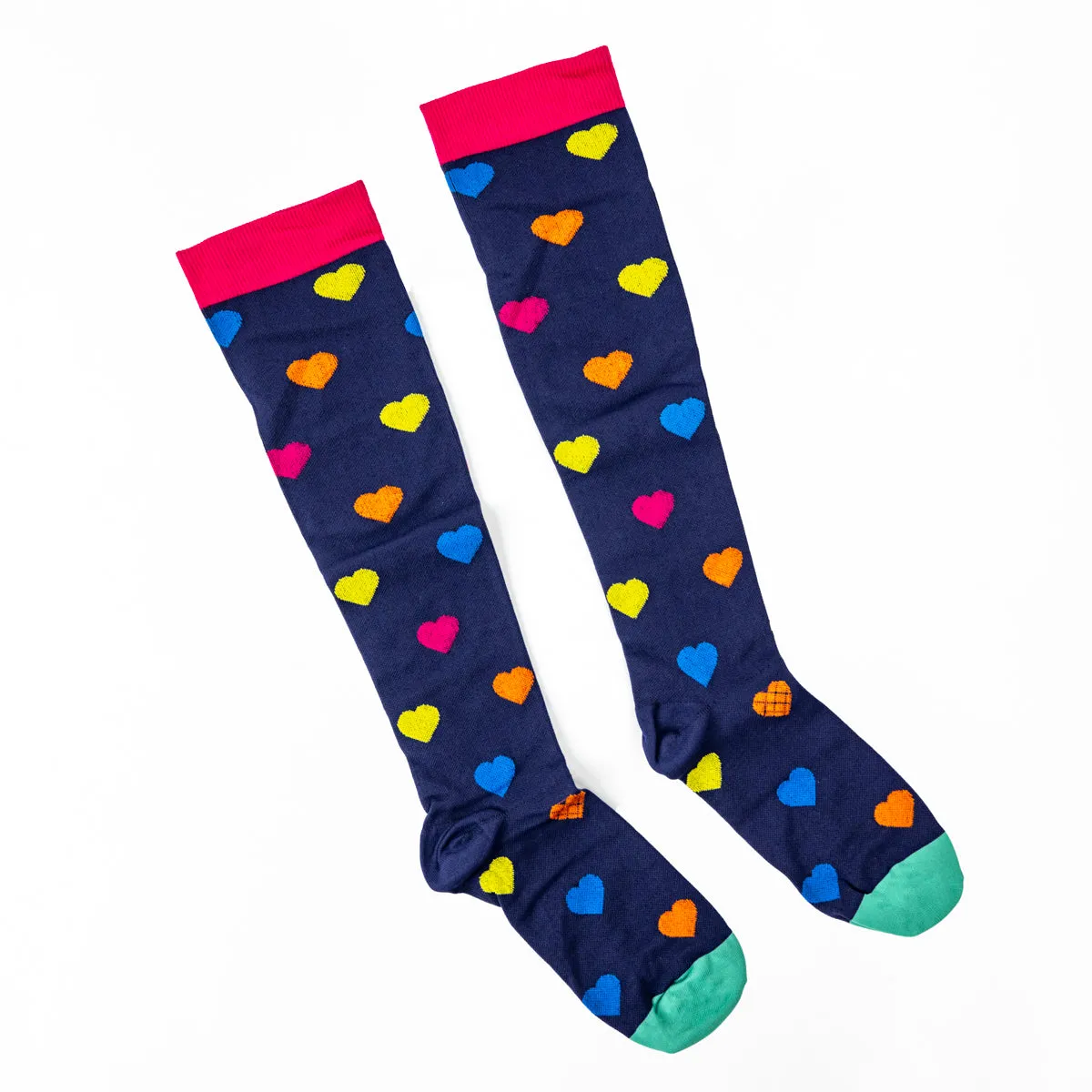 Navy Hearts Compression Socks