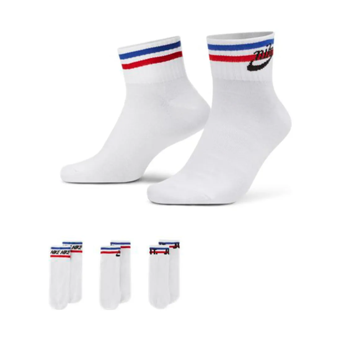 NIKE EVERYDAY ESSENTIAL ANKLE SOCKS (3 PAIRS) WHITE