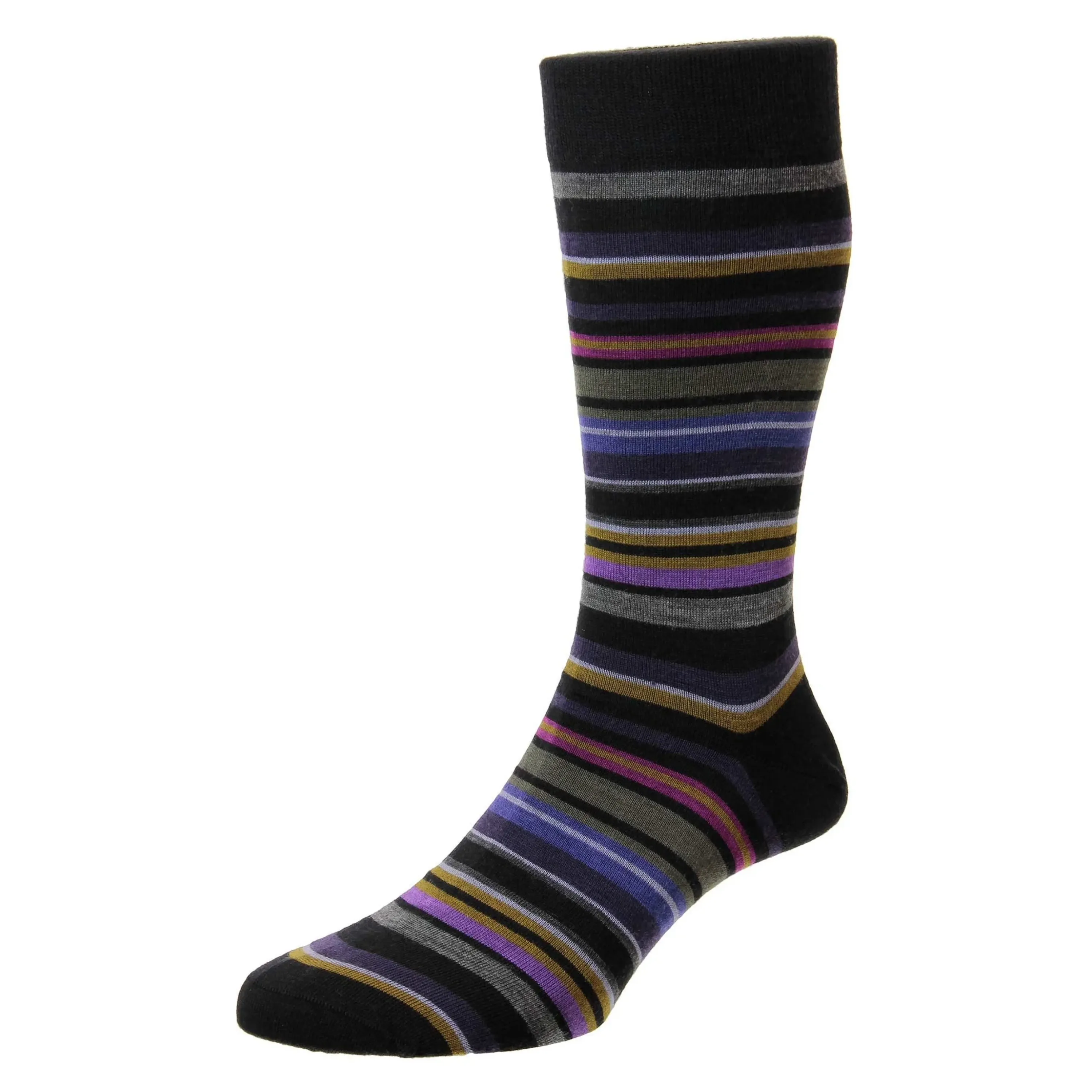 Pantherella - Quakers - Merino Wool Socks - Navy - Stripes