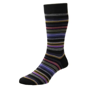 Pantherella - Quakers - Merino Wool Socks - Navy - Stripes