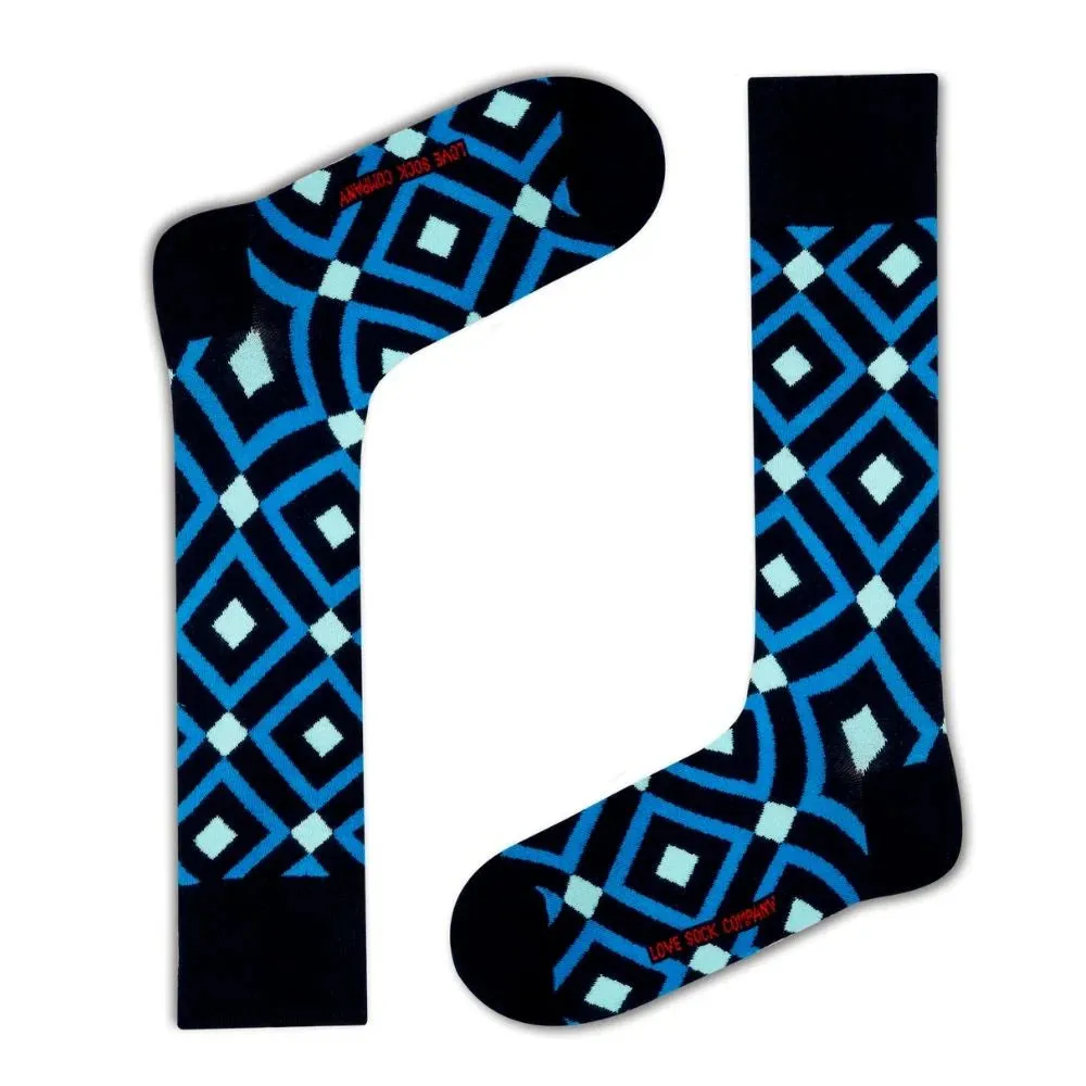 Patterned Men's Dress Socks Mirrors Blue (M)