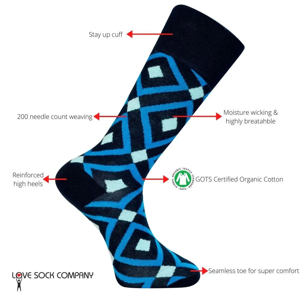 Patterned Men's Dress Socks Mirrors Blue (M)