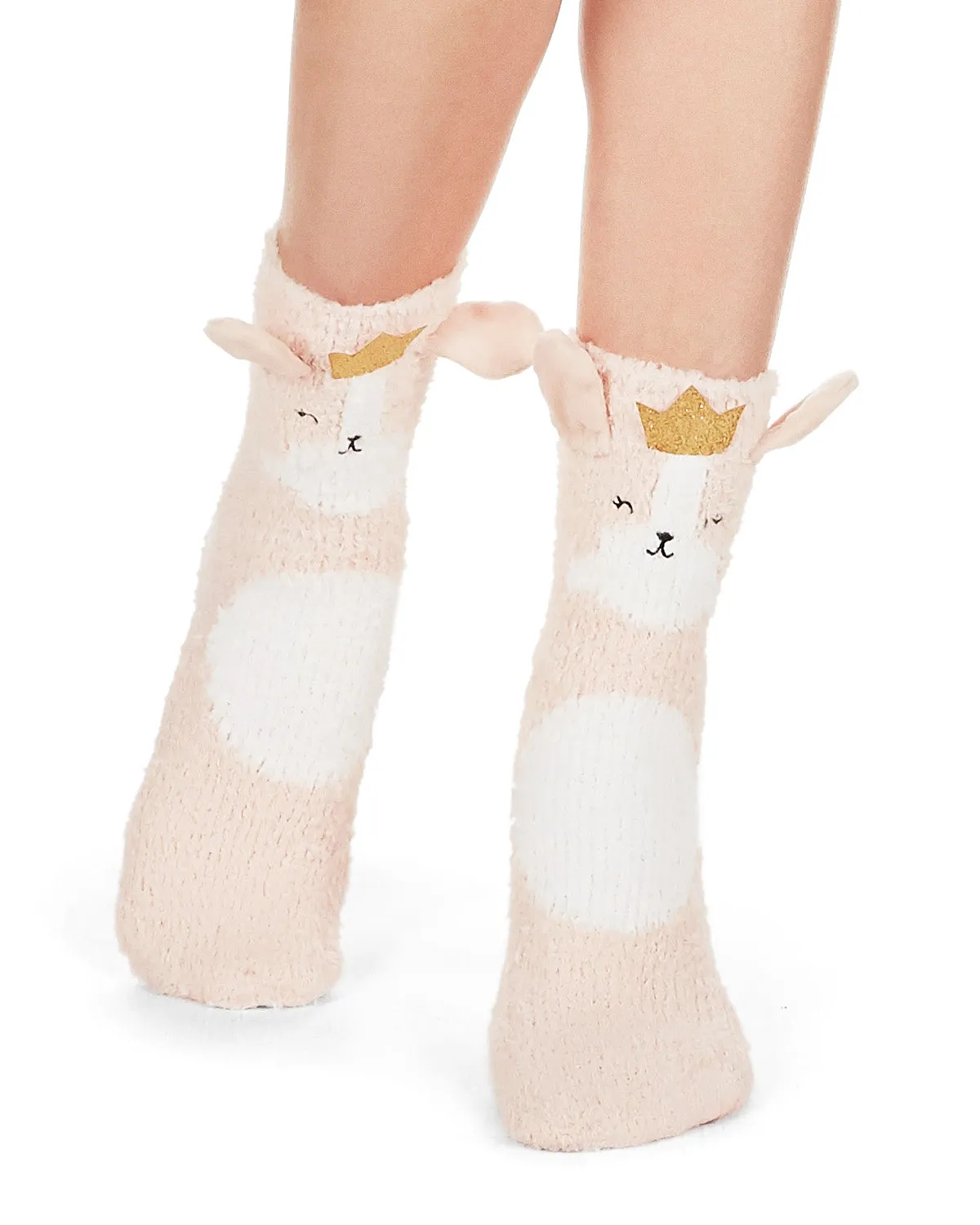 Princess Critter Plush Non-Skid Crew Socks
