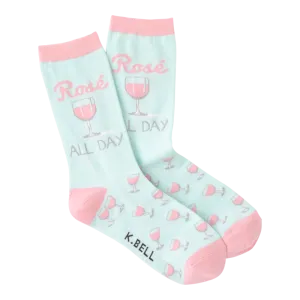 "Rosé All Day" Crew Socks by K Bell - Medium