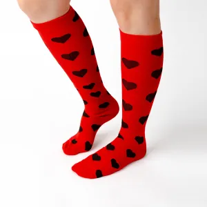 Ruby Red Hearts Compression Socks