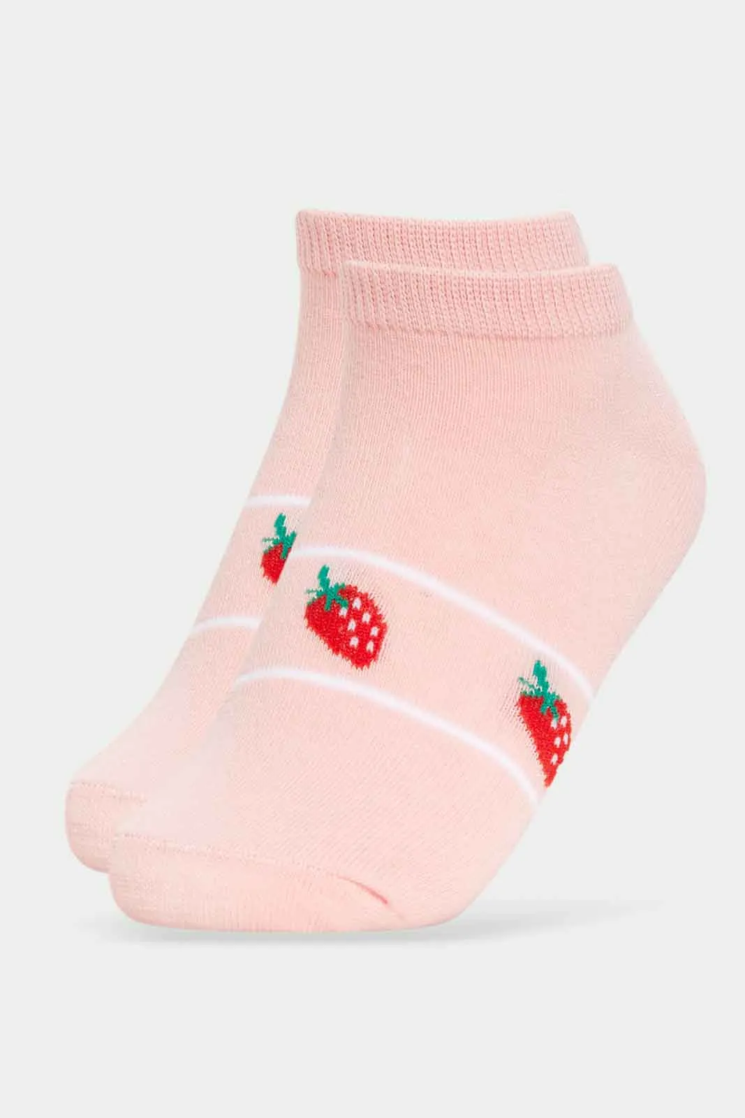 Senior Girls Pink And White Ankle Socks