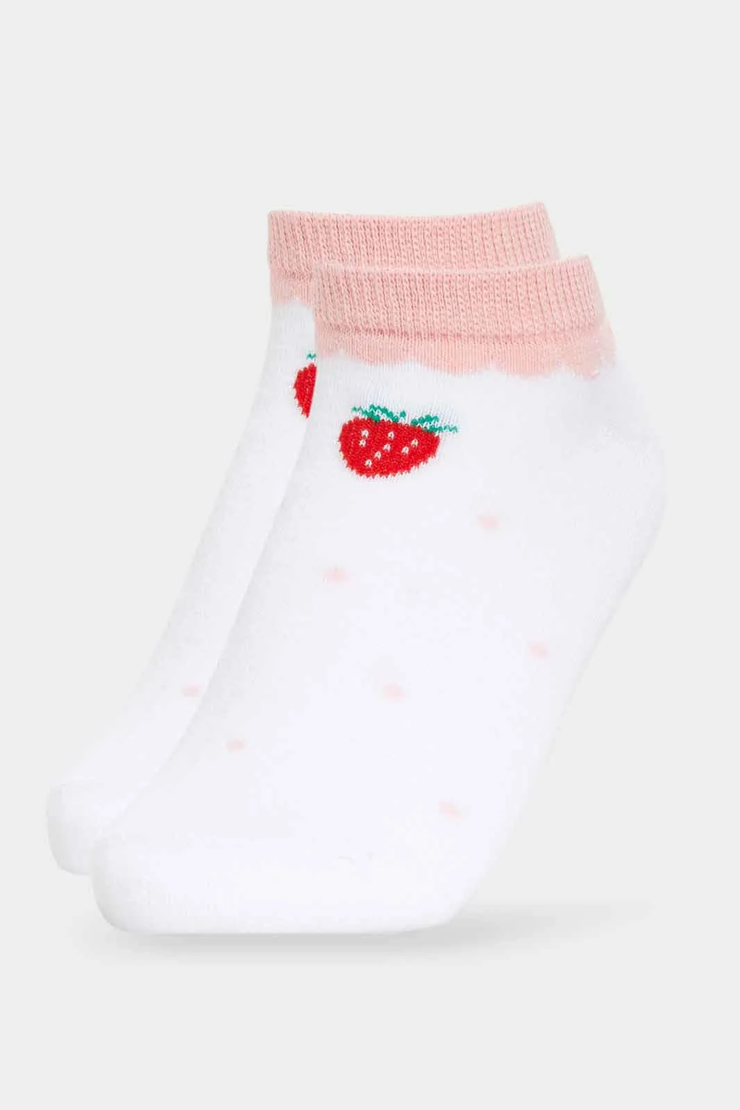 Senior Girls Pink And White Ankle Socks