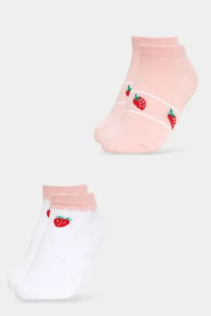 Senior Girls Pink And White Ankle Socks