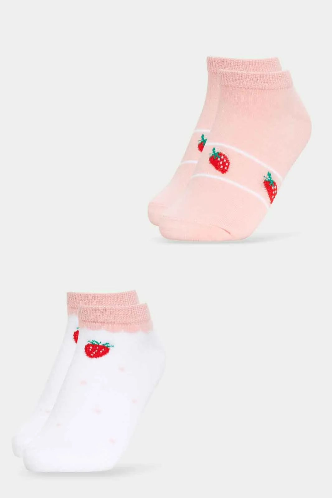 Senior Girls Pink And White Ankle Socks