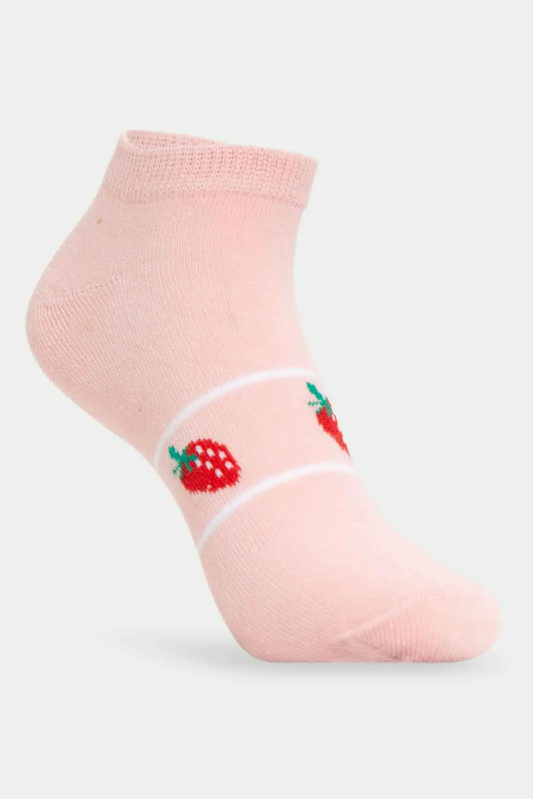 Senior Girls Pink And White Ankle Socks