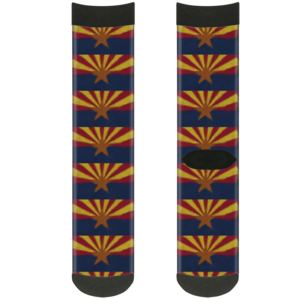 Sock Pair - Polyester - Arizona Flag Distressed Painting - CREW