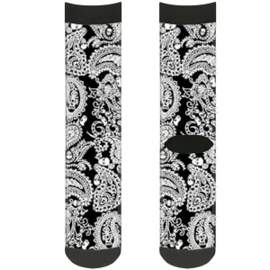 Sock Pair - Polyester - Bandana Skulls Black White - CREW