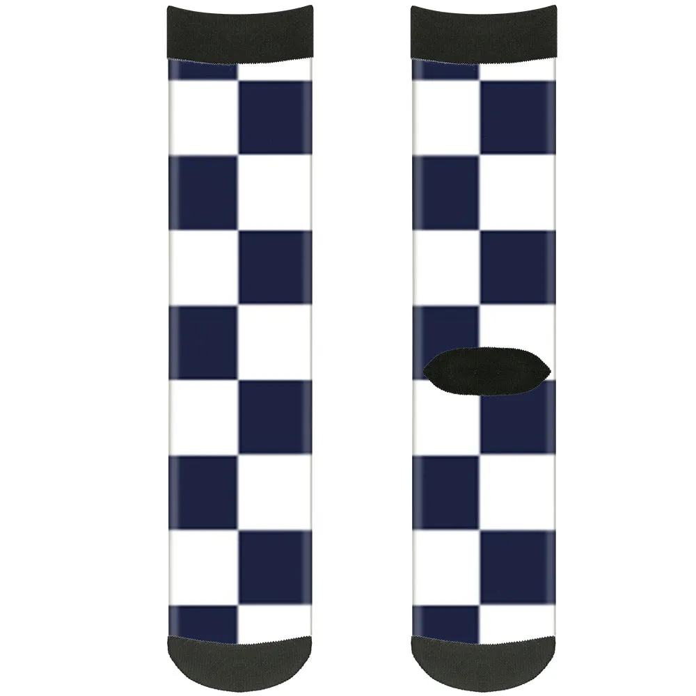 Sock Pair - Polyester - Checker Midnight Blue White - CREW