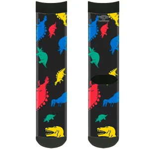 Sock Pair - Polyester - Dinosaurs Black/Multi Color - CREW