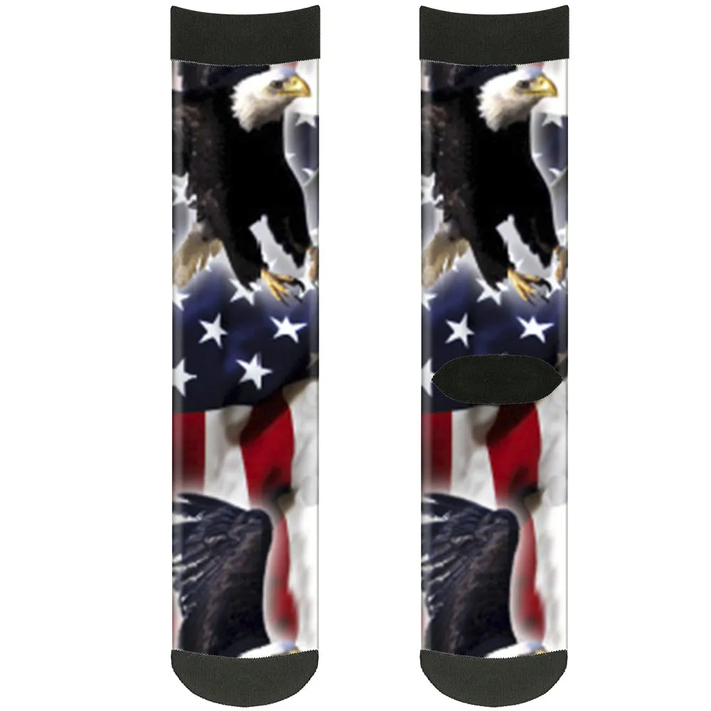 Sock Pair - Polyester - Flying Eagle American Flag - CREW