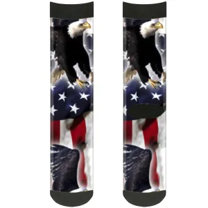 Sock Pair - Polyester - Flying Eagle American Flag - CREW