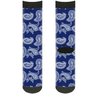 Sock Pair - Polyester - Paisley Blue White - CREW
