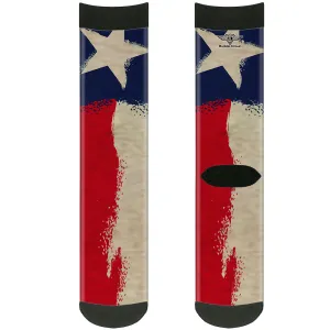 Sock Pair - Polyester - Texas Flag C/U Distressed Painting - CREW