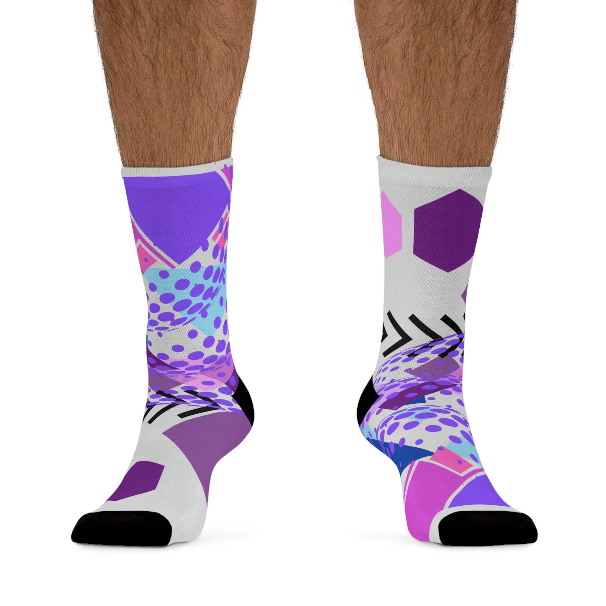 Socks - Abstract Geometric Digital Design in Purple, Pink, and Blue