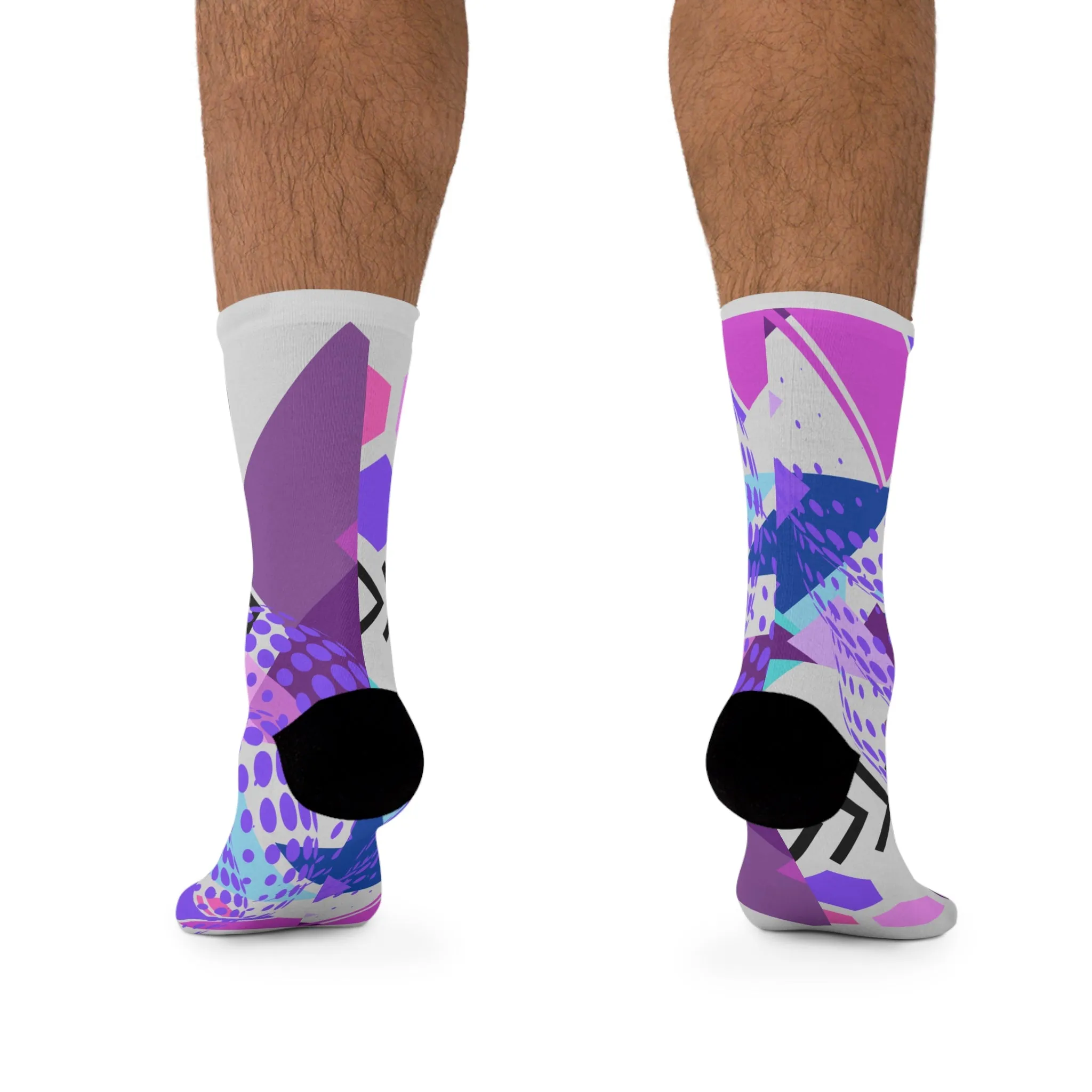 Socks - Abstract Geometric Digital Design in Purple, Pink, and Blue