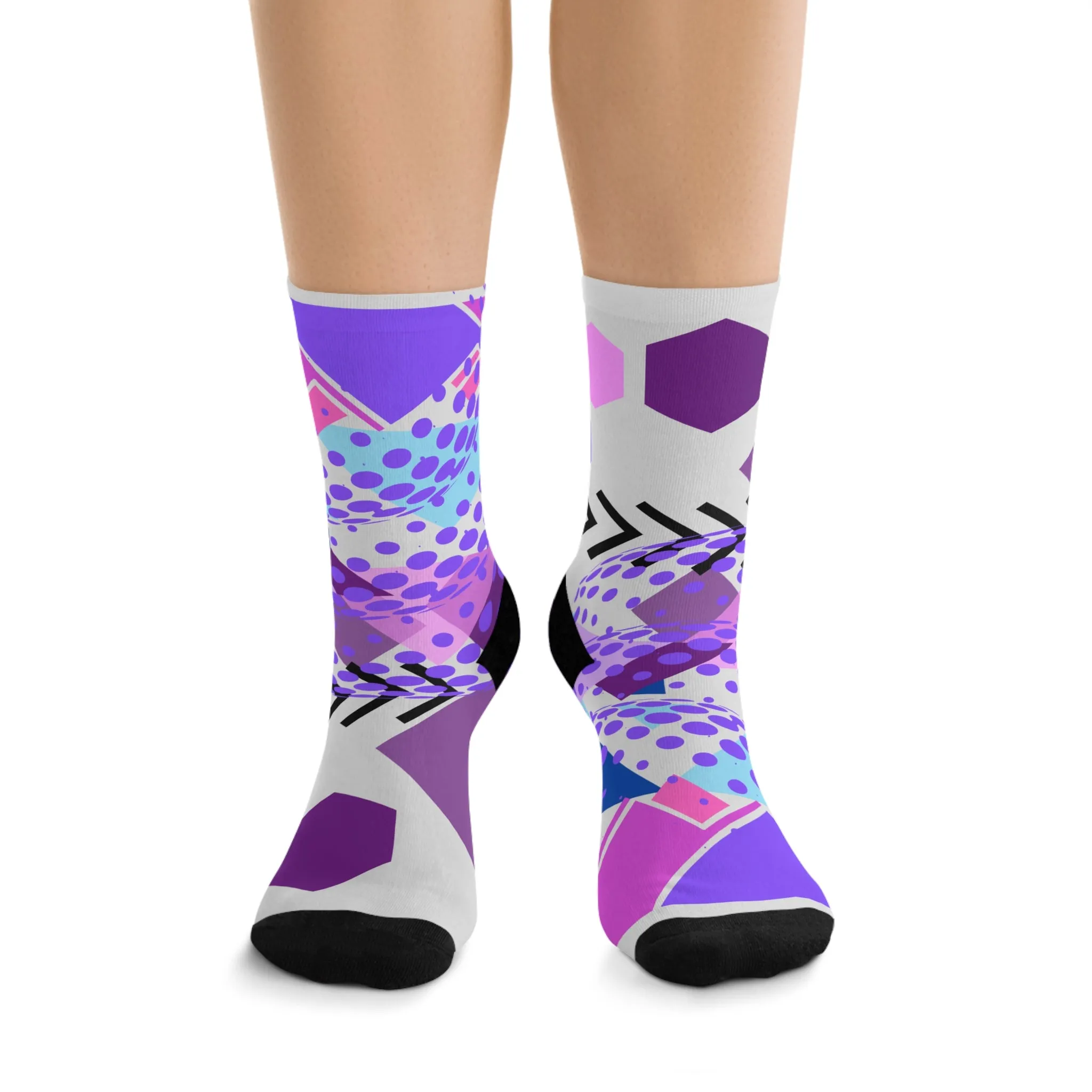 Socks - Abstract Geometric Digital Design in Purple, Pink, and Blue