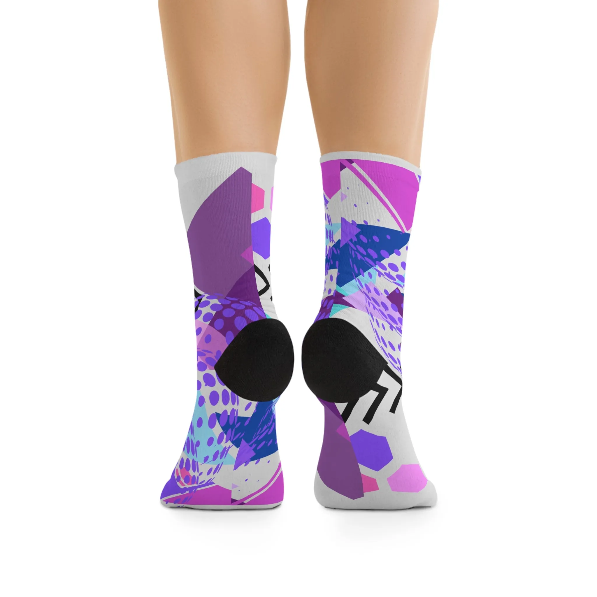 Socks - Abstract Geometric Digital Design in Purple, Pink, and Blue