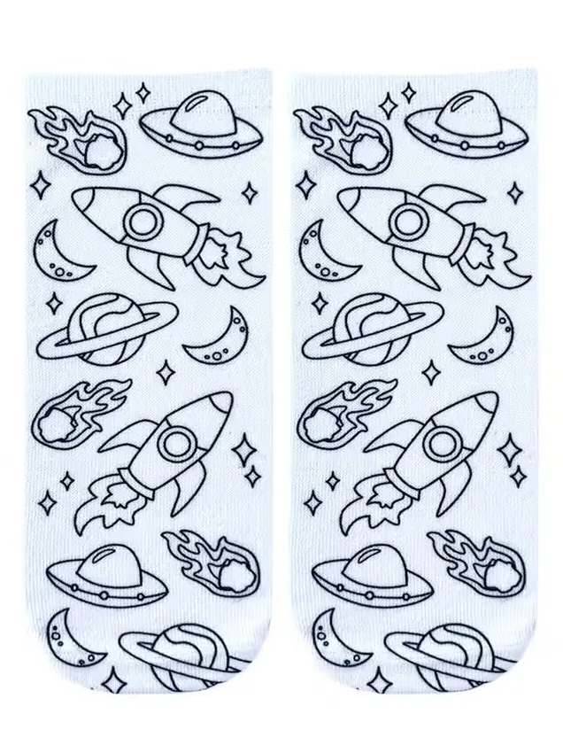 Space Adventure Coloring Socks
