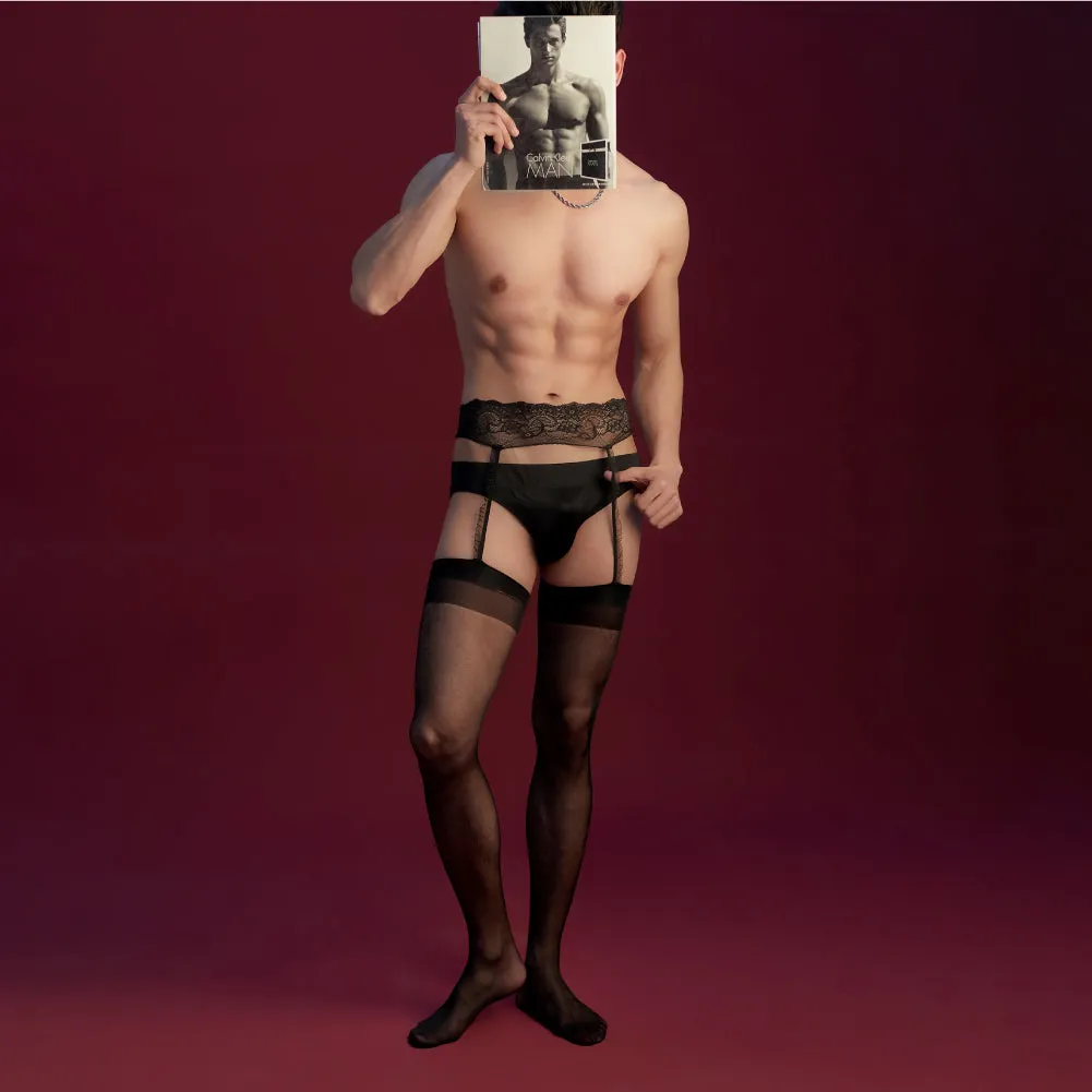 Tenaciti Thigh-High Men’s Stockings and Garter Belt