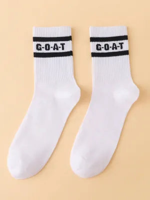 Typography Goat Crew Socks Silly Socks for Men Funky Socks Funny Socks Novelty