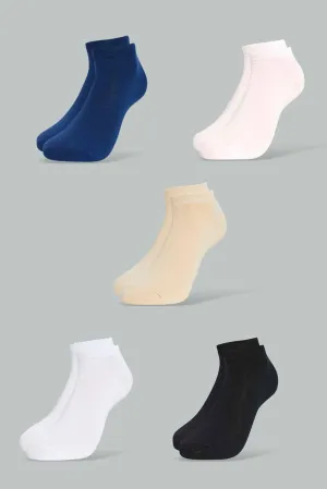 Women Assorted Plain Ankle Socks (Pack of 5)