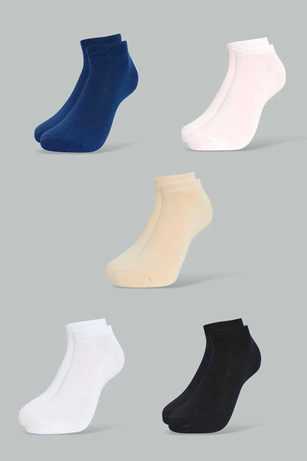 Women Assorted Plain Ankle Socks (Pack of 5)