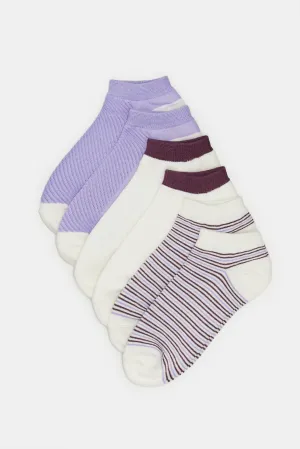 Women Assorted Striped Ankle Socks Set (Pack Of 3)
