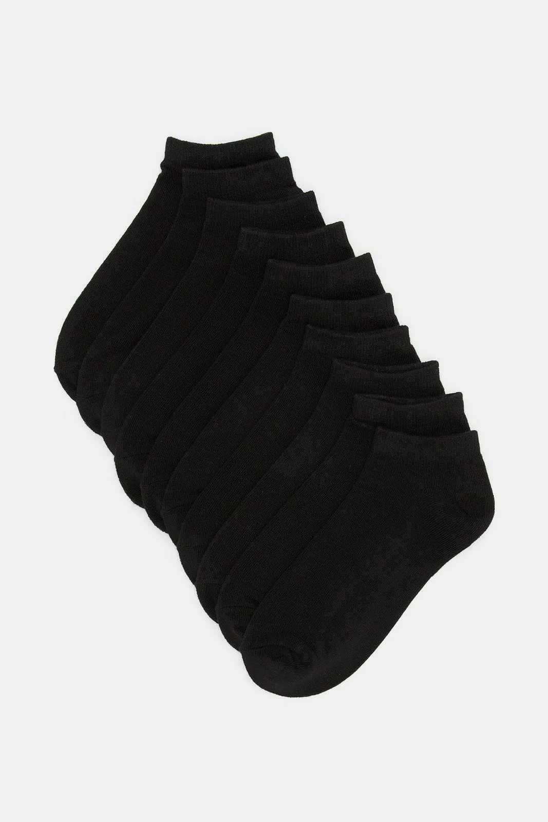 Women Black Plain Ankle Socks Set (5 Pairs)