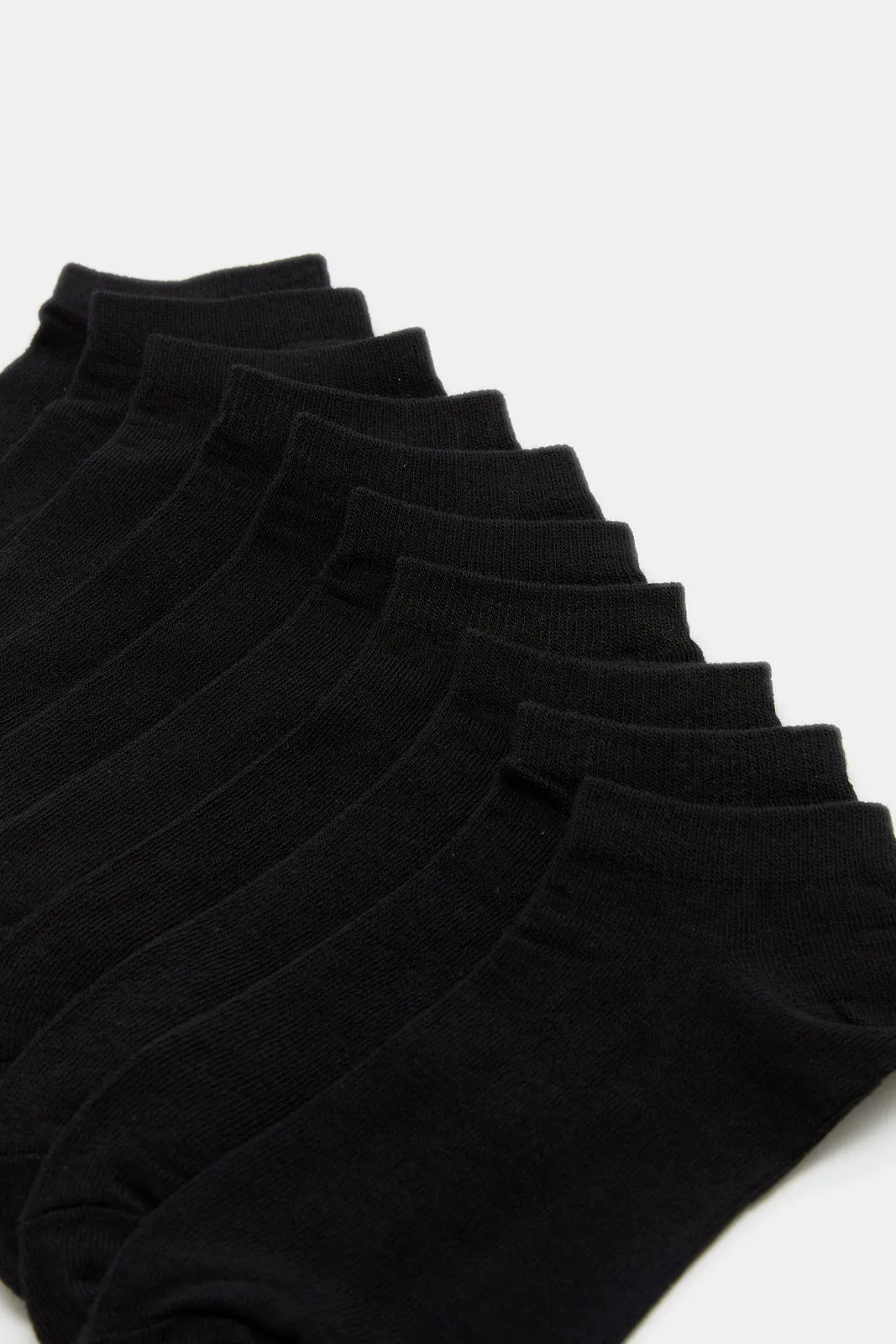 Women Black Plain Ankle Socks Set (5 Pairs)