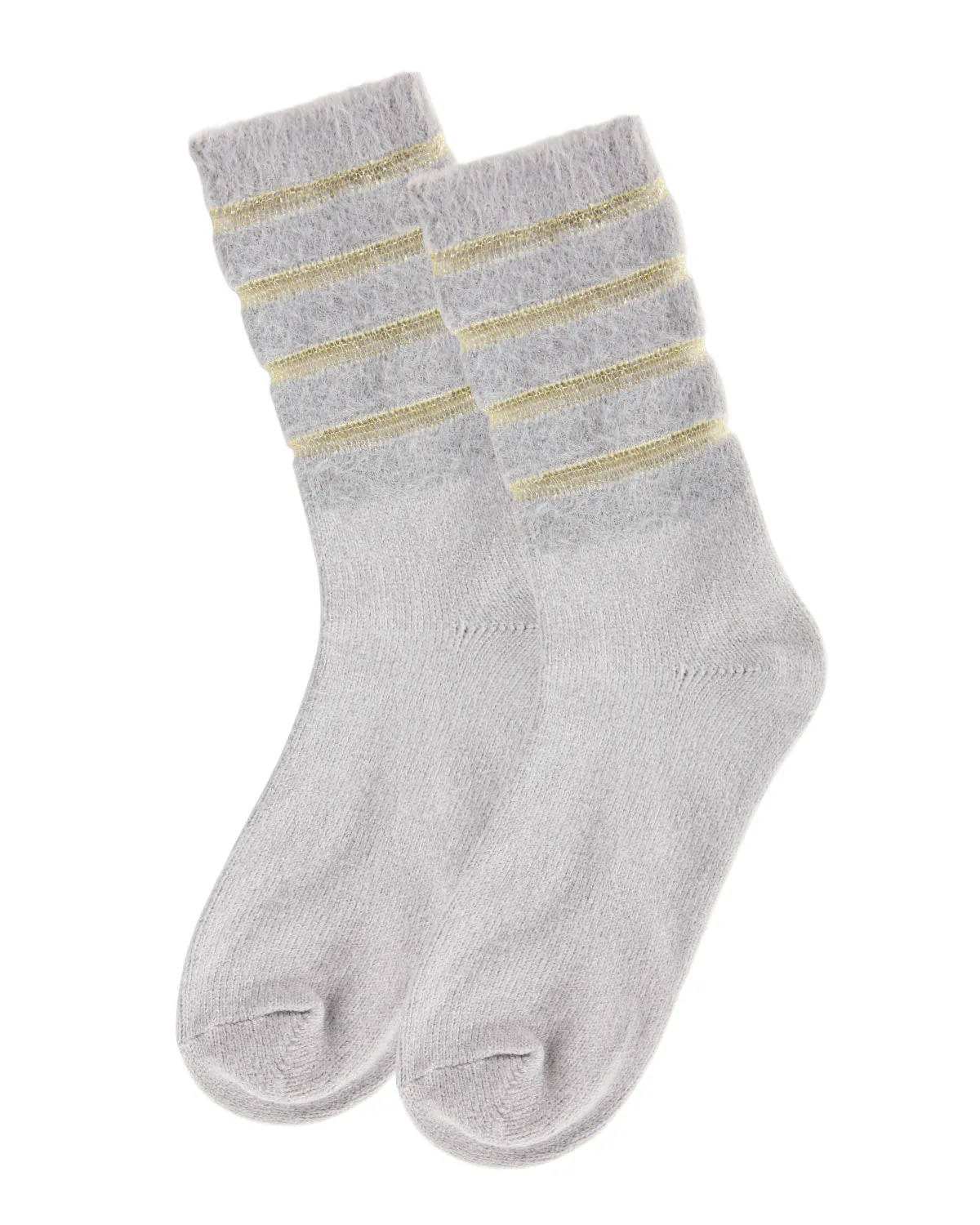Women's Luxe Shimmer Sheer Stripe Plush Fuzzy Crew Socks