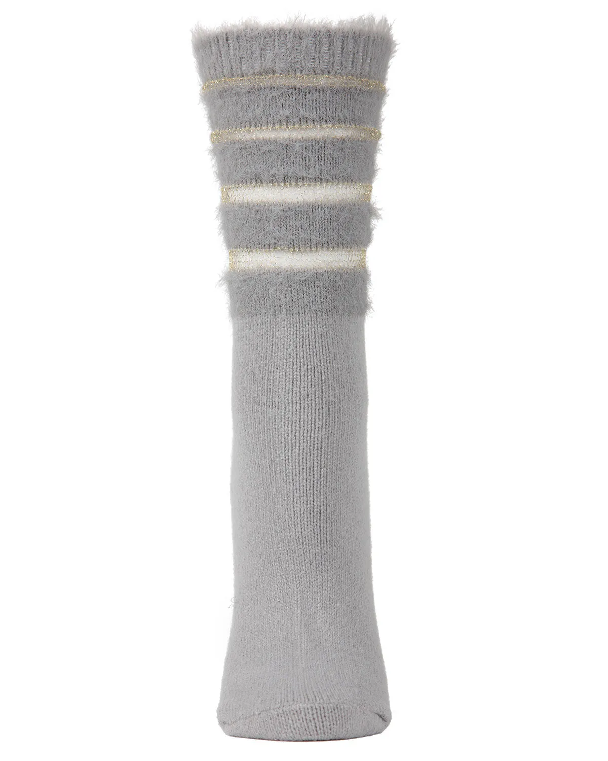 Women's Luxe Shimmer Sheer Stripe Plush Fuzzy Crew Socks