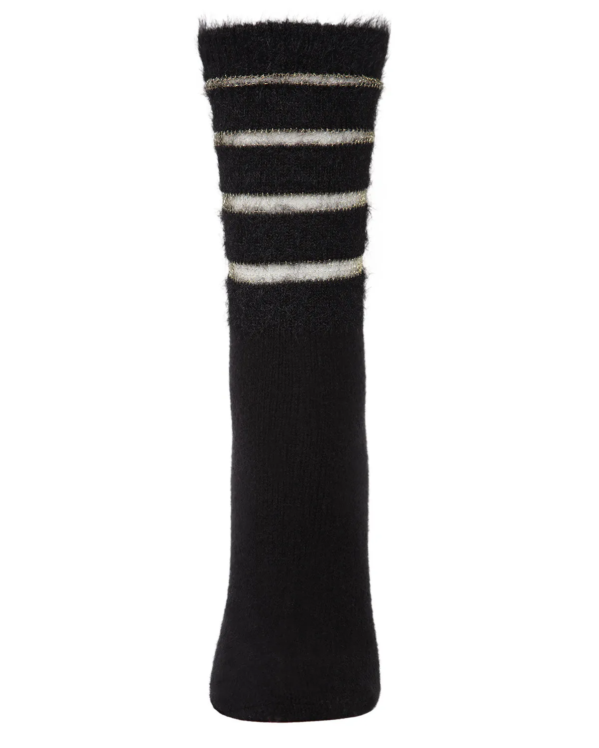 Women's Luxe Shimmer Sheer Stripe Plush Fuzzy Crew Socks