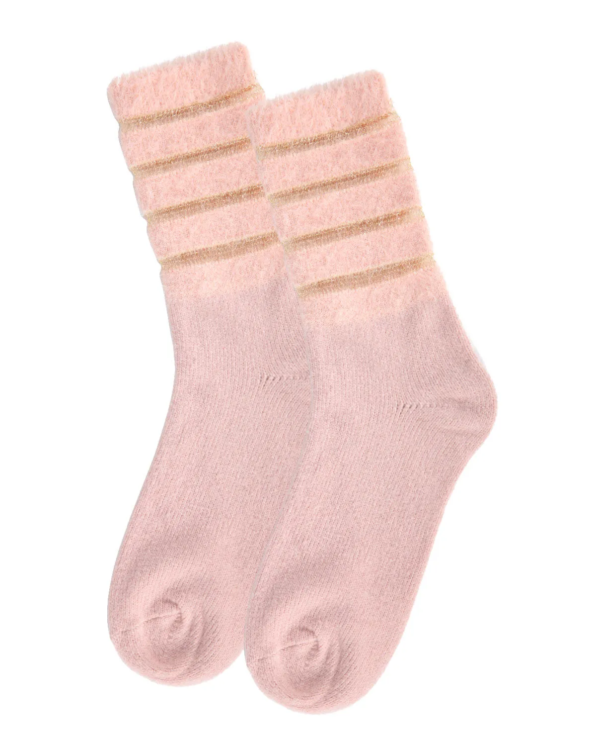 Women's Luxe Shimmer Sheer Stripe Plush Fuzzy Crew Socks