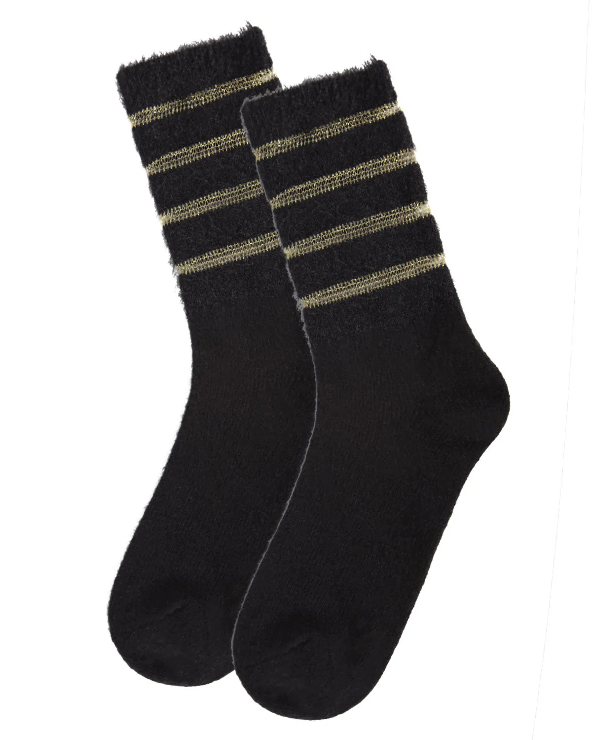 Women's Luxe Shimmer Sheer Stripe Plush Fuzzy Crew Socks
