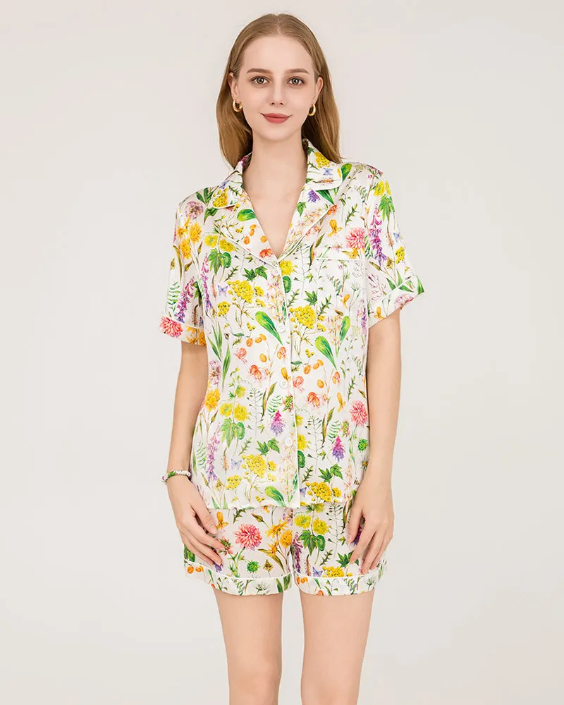 Women's Luxurious Floral Print Silk Pajamas