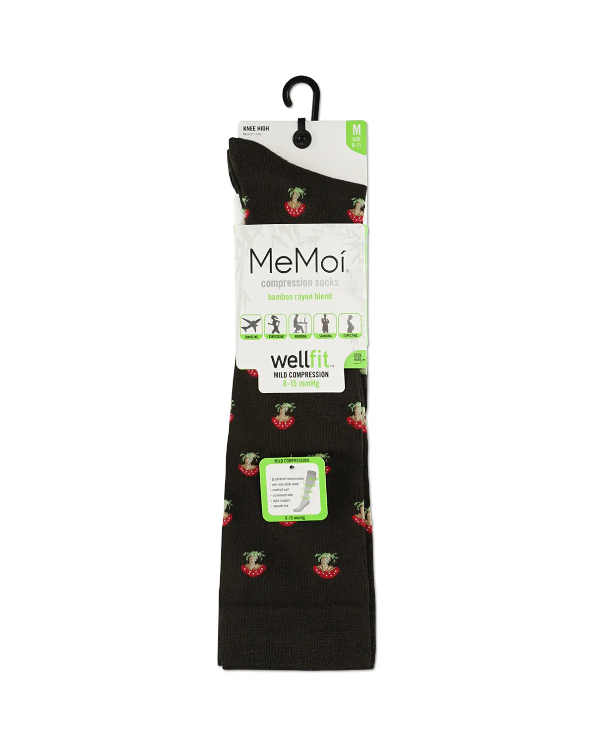 Women's Mushrooms Bamboo Blend 8-15 MMHG Graduated Compression Socks