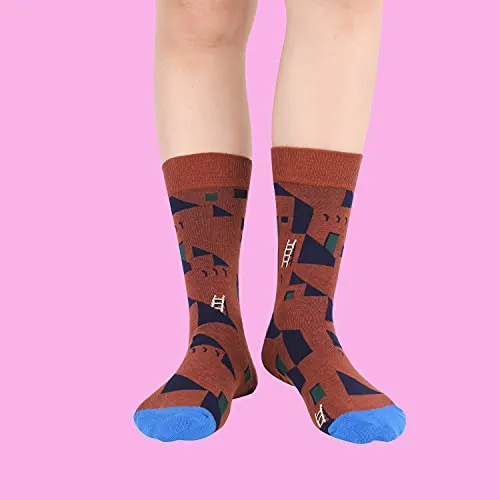 Womens Novelty Funny Crew Socks Girls Cute Floral Colorful Patterned Socks Silly Funky Casual Cotton Flower printed Socks Gift，5 Pack-art Illustration-b