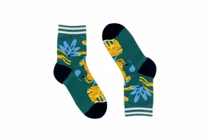 Woven Pear - Half-Crew Socks, Cheetah