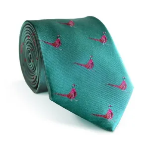 Woven Silk Pheasant Tie - Jade